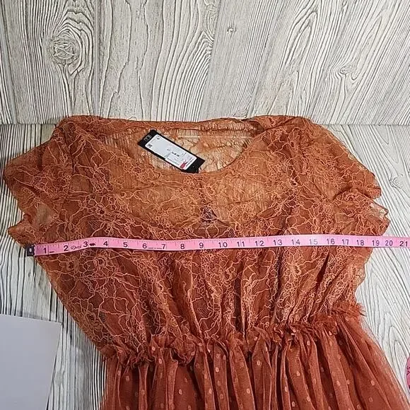 Vero Moda Orange Lace Midi Dress - Picture 12 of 13